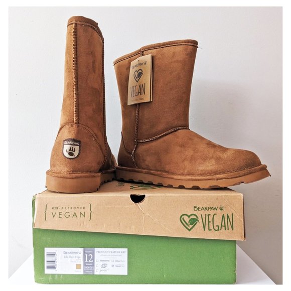 BearPaw Shoes - BearPaw Women's Vegan Elle Short Winter Boots - Hickory - Size 12 Medium